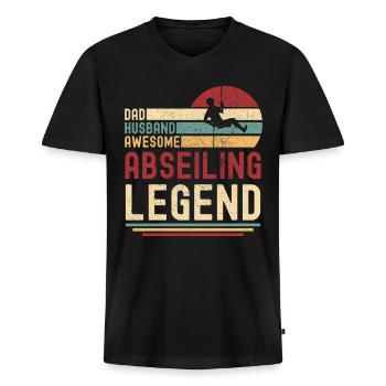 Abseiling retro vintage Abseilen Legende Vater - Männer Premium Bio T-Shirt mit V-Ausschnitt - Schwarz - Vorne - Nico (187cm)