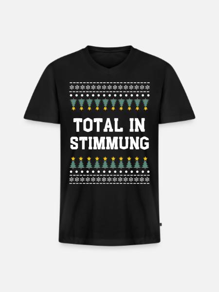 Total in Weihnachtsstimmung - Männer Premium Bio T-Shirt mit V-Ausschnitt - Schwarz