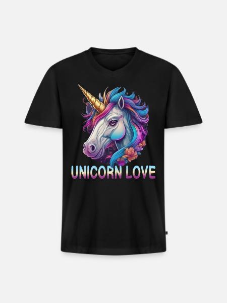 Unicorn Love - Men's Premium Organic T-shirt with V-neck - black