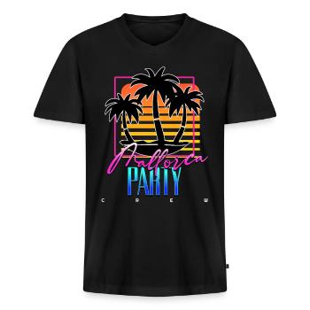 Mallorca Party Crew - Männer Premium Bio T-Shirt mit V-Ausschnitt - Schwarz - Vorne - Nico (187cm)