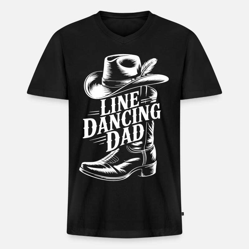 Linedancing Dad Cowboy Motiv - Männer Premium Bio T-Shirt mit V-Ausschnitt - Schwarz