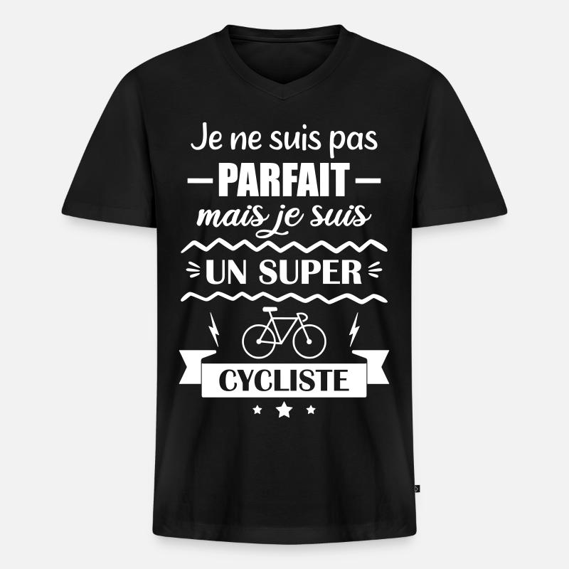Super-Radfahrer - Männer Premium Bio T-Shirt mit V-Ausschnitt - Schwarz