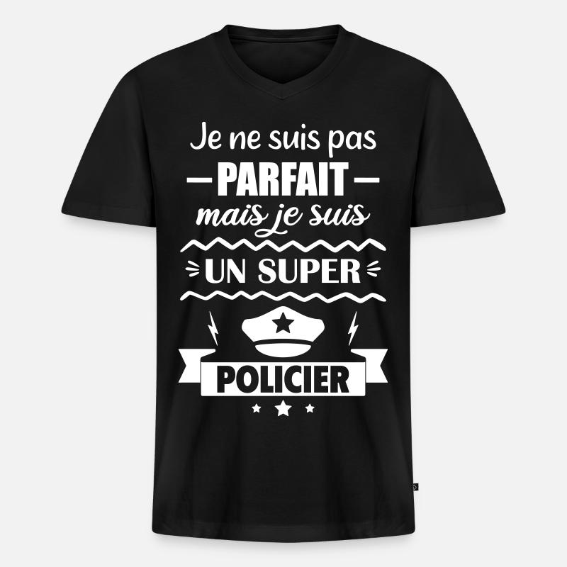 Nicht perfekt, aber super Polizei - Männer Premium Bio T-Shirt mit V-Ausschnitt - Schwarz