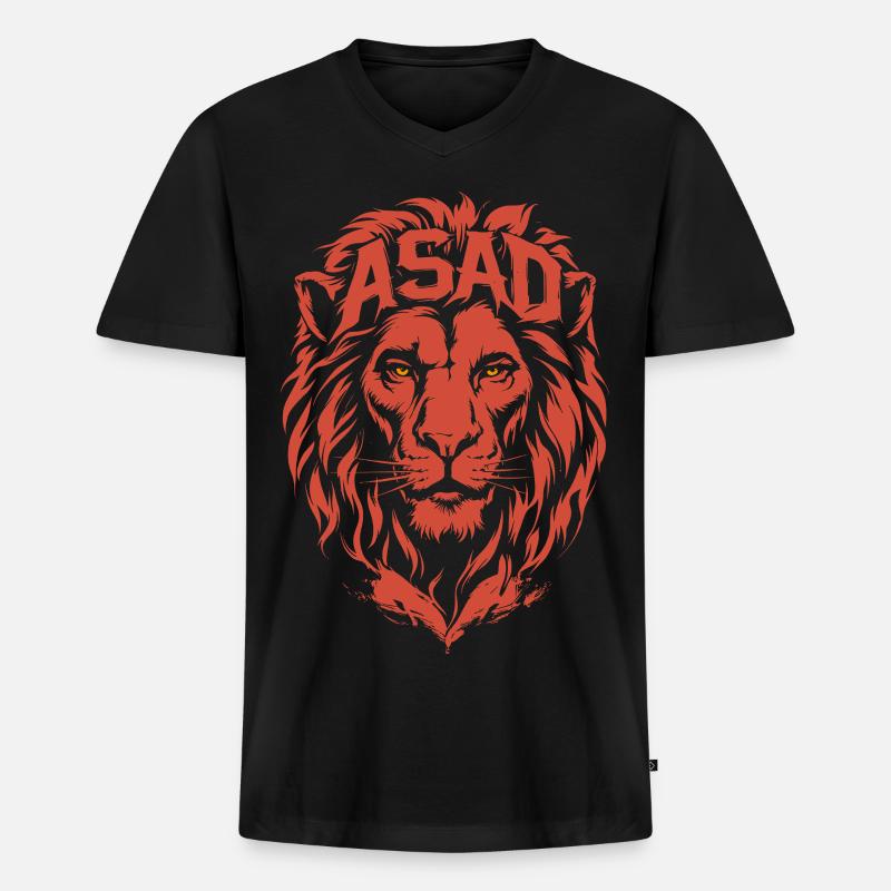 Roter Löwe ASAD Imperious Head - Männer Premium Bio T-Shirt mit V-Ausschnitt - Schwarz