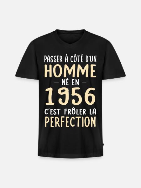Geboren 1956 – Nahezu Perfektion - Männer Premium Bio T-Shirt mit V-Ausschnitt - Schwarz