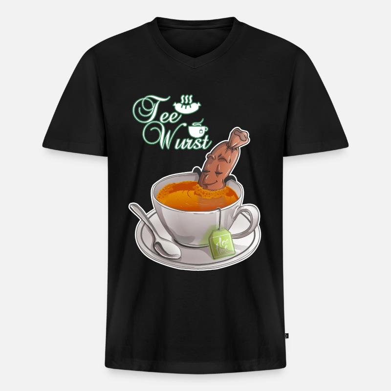 Teewurst  - Männer Premium Bio T-Shirt mit V-Ausschnitt - Schwarz