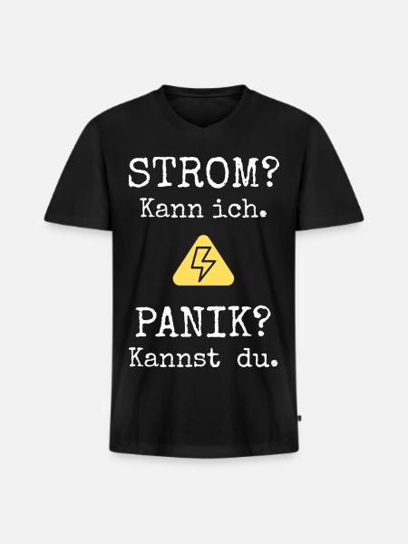 Elektriker Shirt | Strom? Kann ich. - Männer Premium Bio T-Shirt mit V-Ausschnitt - Schwarz