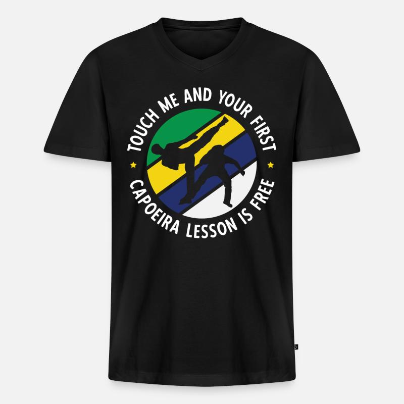 Capoeira - Männer Premium Bio T-Shirt mit V-Ausschnitt - Schwarz