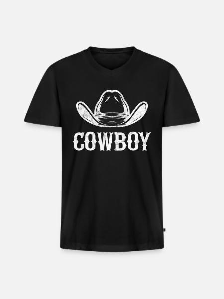 Cowboy - Men's Premium Organic T-shirt with V-neck - black