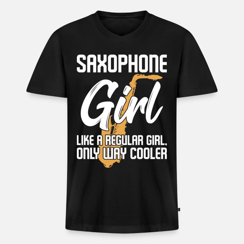 Saxophon witziger Spruch - Männer Premium Bio T-Shirt mit V-Ausschnitt - Schwarz