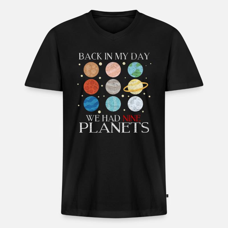 Planet Pluto - Männer Premium Bio T-Shirt mit V-Ausschnitt - Schwarz