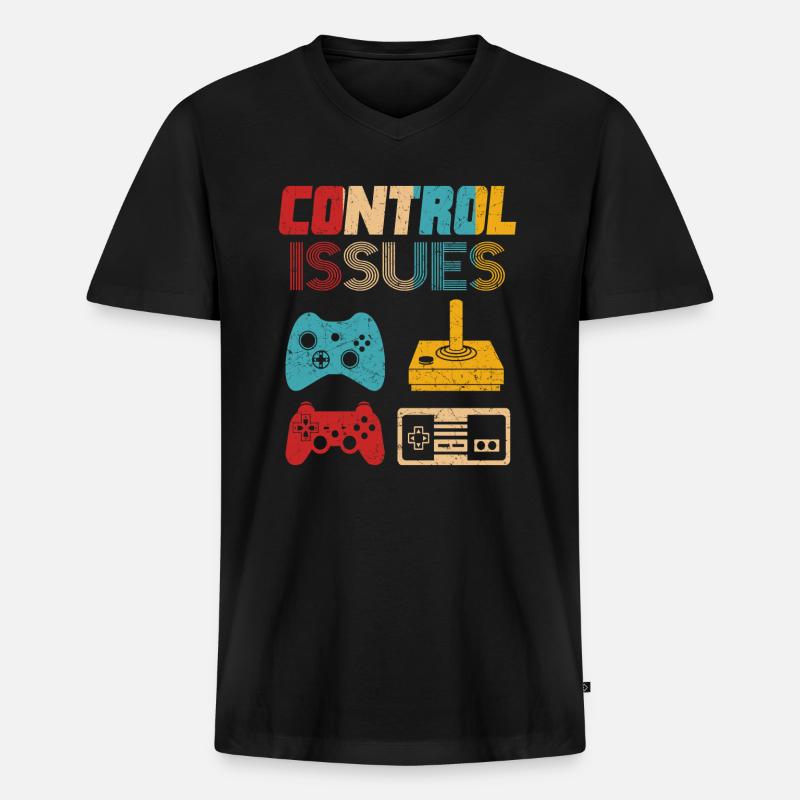Retrogaming Gamer Gaming Controller Joystick - Männer Premium Bio T-Shirt mit V-Ausschnitt - Schwarz