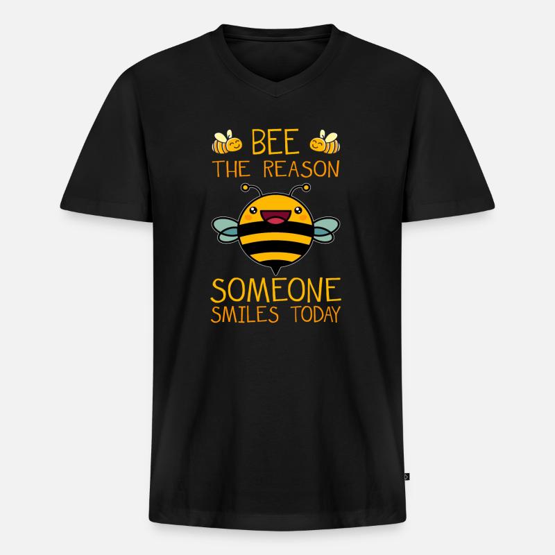 Biene Bienen - Männer Premium Bio T-Shirt mit V-Ausschnitt - Schwarz