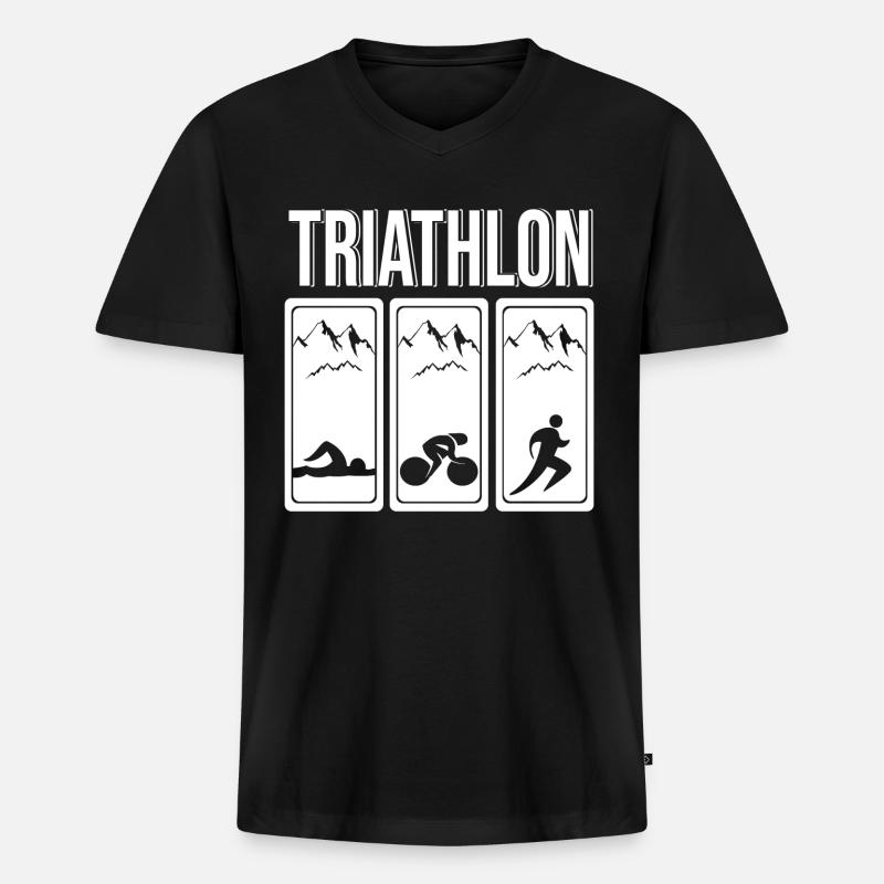 Triathlon Triathlet - Männer Premium Bio T-Shirt mit V-Ausschnitt - Schwarz