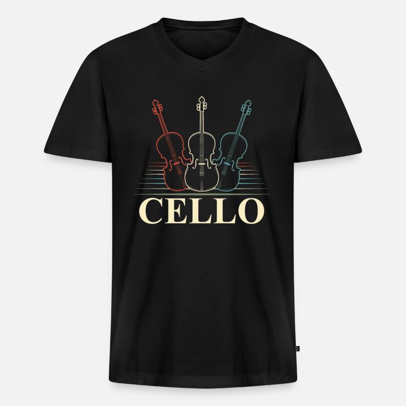 Cello - Männer Premium Bio T-Shirt mit V-Ausschnitt - Schwarz