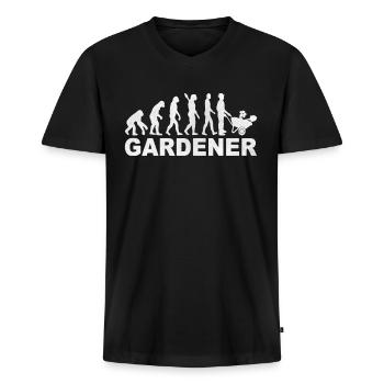 Gärtner Evolution Gartenarbeit Gärtnerei gärtnern - Männer Premium Bio T-Shirt mit V-Ausschnitt - Schwarz - Vorne - Nico (187cm)