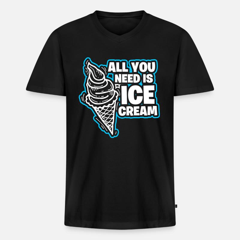 Eis Eiscreme Eiskrem - Männer Premium Bio T-Shirt mit V-Ausschnitt - Schwarz