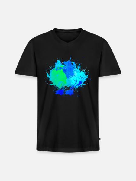 Blauer Farbfleck Hintergrund Deko - Männer Premium Bio T-Shirt mit V-Ausschnitt - Schwarz