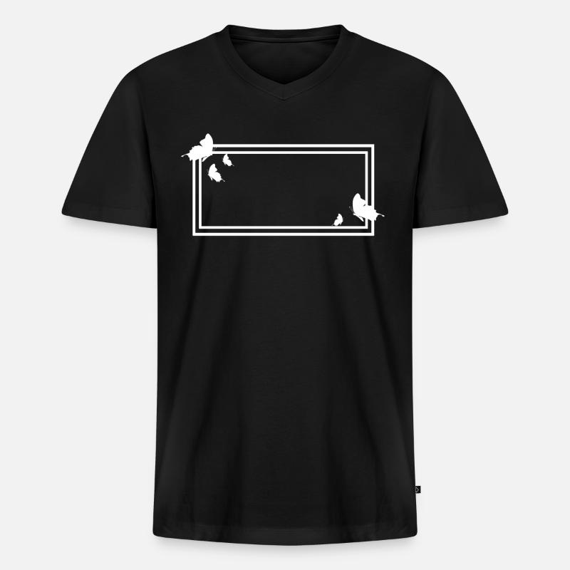 Rectangular frame with butterflies - Men's Premium Organic T-shirt with V-neck - black