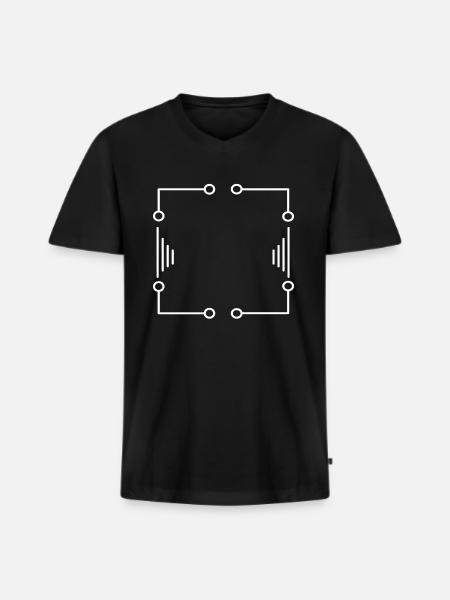 White Futuristic Frame Lines Stroke - Men's Premium Organic T-shirt with V-neck - black
