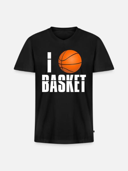 I LOVE BASKET. Basketball enthusiasts - Men's Premium Organic T-shirt with V-neck - black