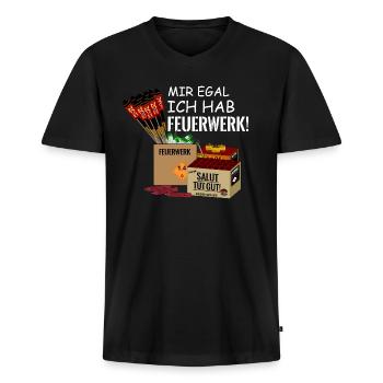 Pyro Ich hab Silvester Feuerwerk - Männer Premium Bio T-Shirt mit V-Ausschnitt - Schwarz - Vorne - Nico (187cm)