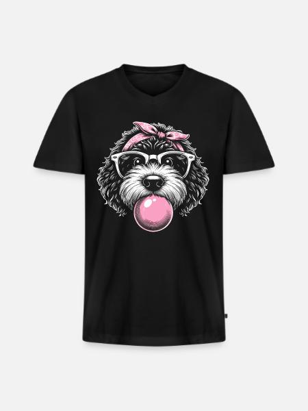 Bernedoodle Dog Chewing Gum - Men's Premium Organic T-shirt with V-neck - black