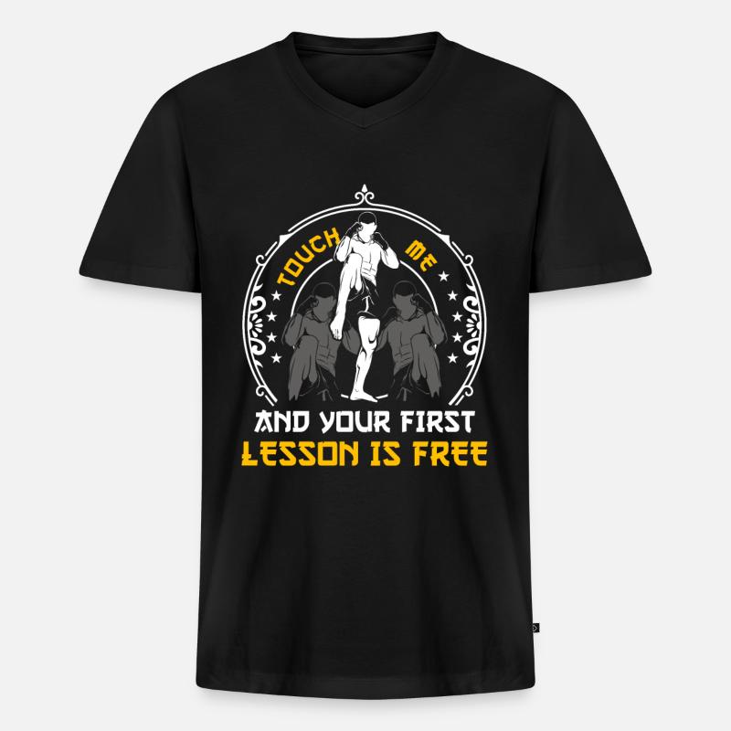 Muay Thai - Männer Premium Bio T-Shirt mit V-Ausschnitt - Schwarz