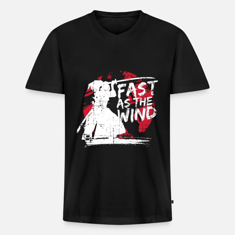 Samurai Kampfkunst - Männer Premium Bio T-Shirt mit V-Ausschnitt - Schwarz