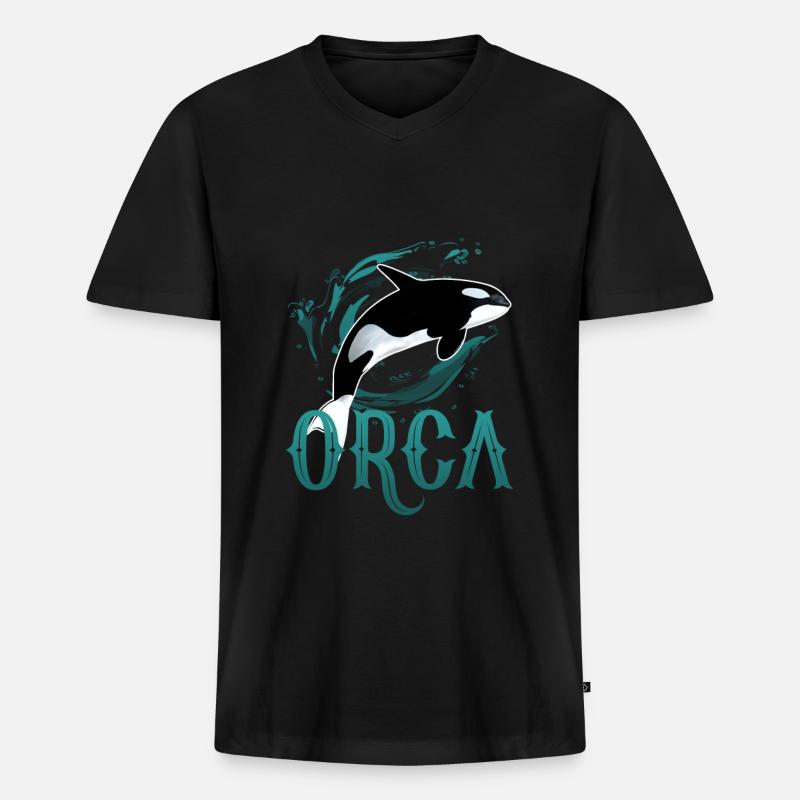 Orca - Männer Premium Bio T-Shirt mit V-Ausschnitt - Schwarz