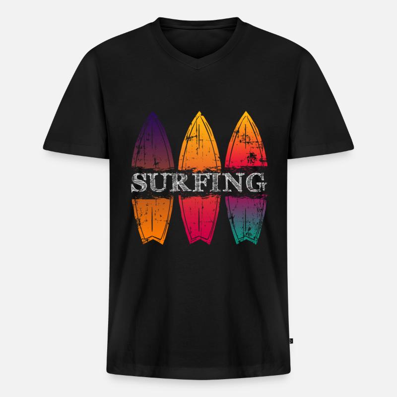 Surfbrett - Männer Premium Bio T-Shirt mit V-Ausschnitt - Schwarz