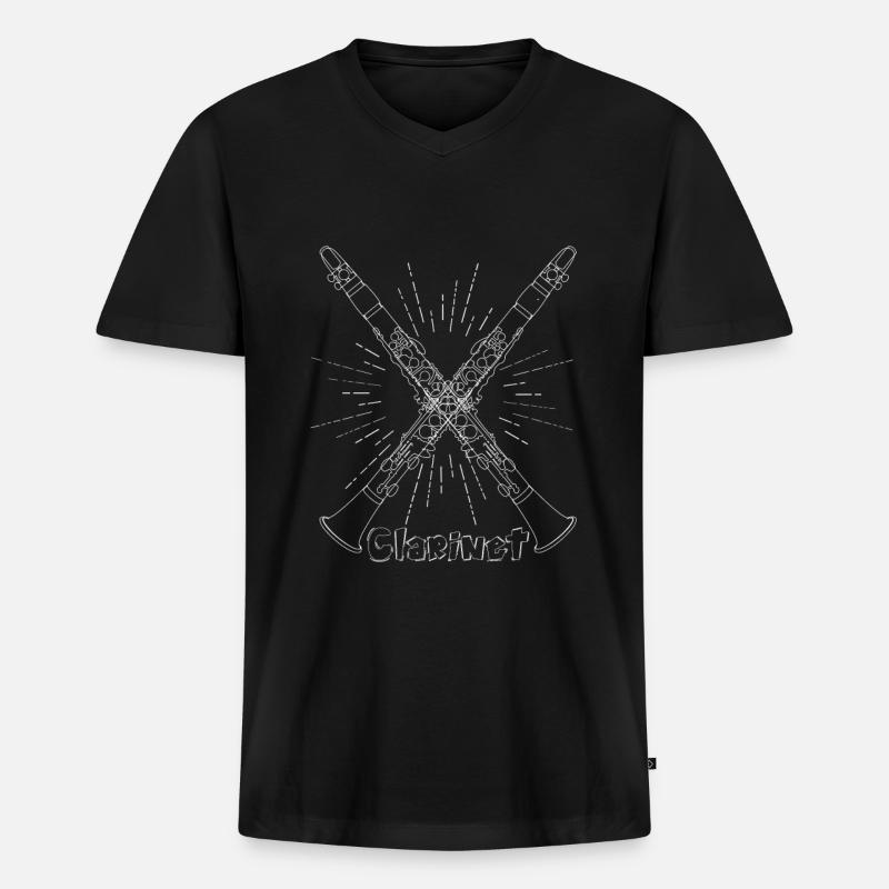 Klarinette - Männer Premium Bio T-Shirt mit V-Ausschnitt - Schwarz