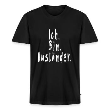 Ich Bin Ausländer - Männer Premium Bio T-Shirt mit V-Ausschnitt - Schwarz - Vorne - Nico (187cm)