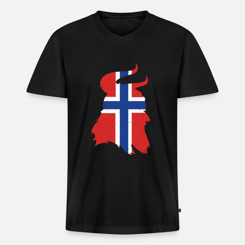 Norwegen Wikinger - Männer Premium Bio T-Shirt mit V-Ausschnitt - Schwarz
