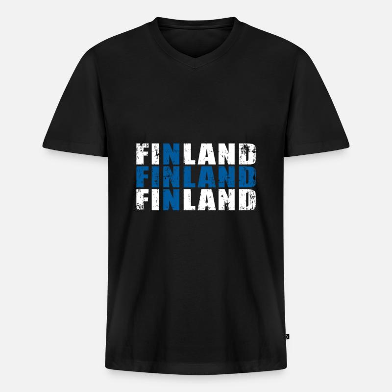 Finnland - Männer Premium Bio T-Shirt mit V-Ausschnitt - Schwarz