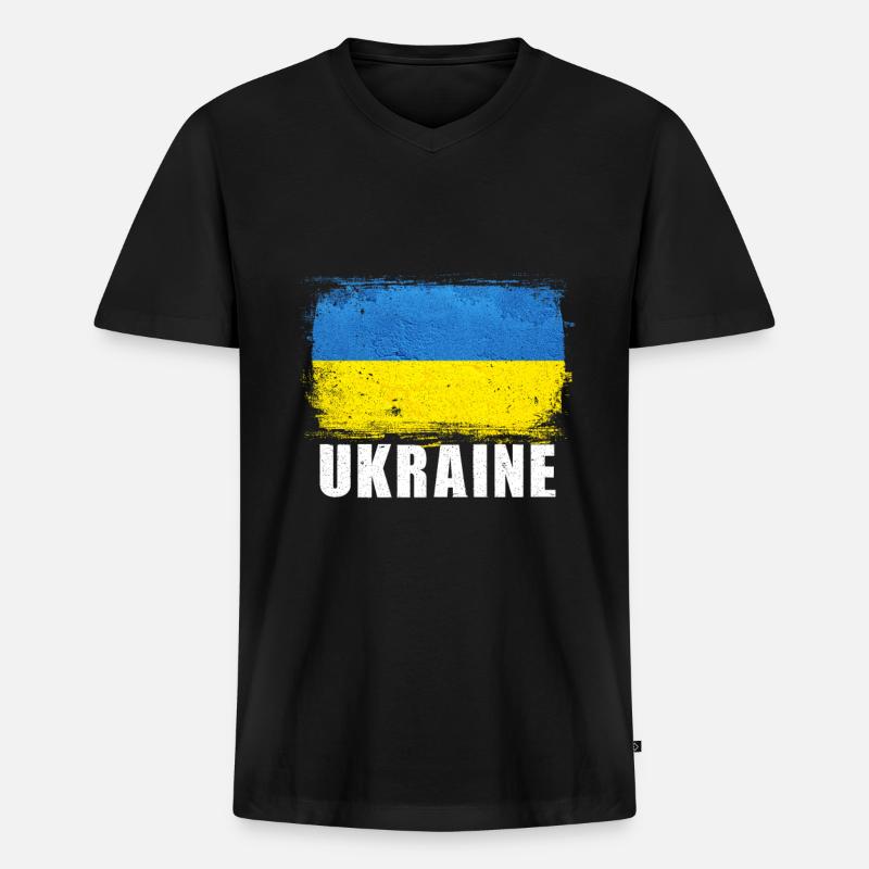 Ukraine - Männer Premium Bio T-Shirt mit V-Ausschnitt - Schwarz