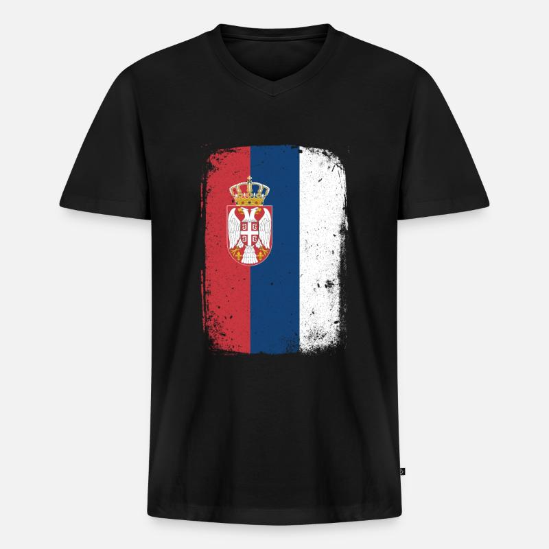 Serbien - Männer Premium Bio T-Shirt mit V-Ausschnitt - Schwarz