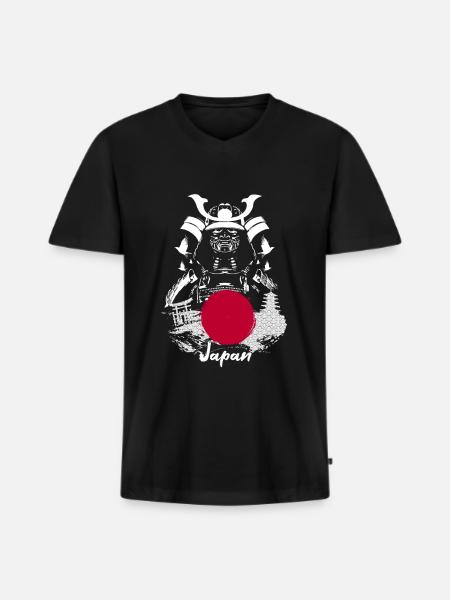 Japan Samurai - Men's Premium Organic T-shirt with V-neck - black
