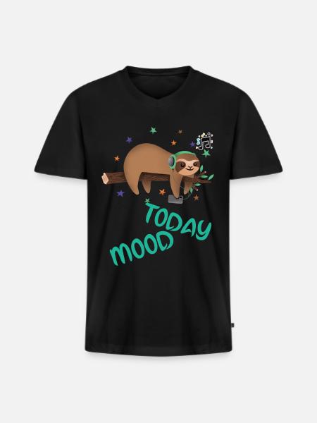 Doven dag, dovendyr dag, afslappende dag, søvnig dag. - Premium økologisk T-shirt med V-hals til mænd - sort