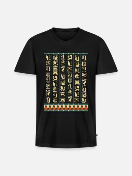 Hieroglyphs Pyramids Ancient Egypt - Men's Premium Organic T-shirt with V-neck - black