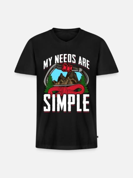 Mountaineer my needs are simple - Men's Premium Organic T-shirt with V-neck - black