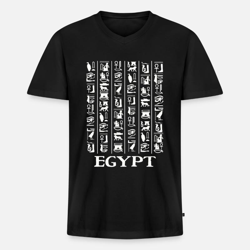 Hieroglyphics Pyramids Ancient Egypt - Men's Premium Organic T-shirt with V-neck - black