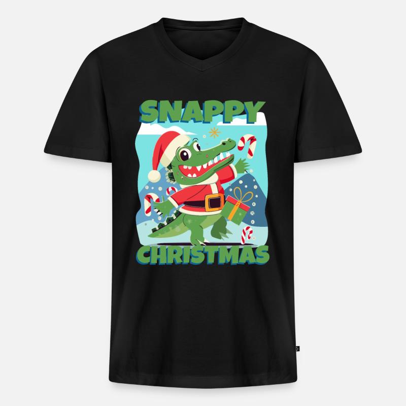 Snappy christmas - Männer Premium Bio T-Shirt mit V-Ausschnitt - Schwarz