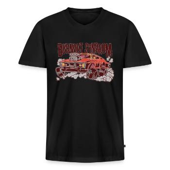 Burnout Syndrome Gift for Men - Men's Premium Organic T-shirt with V-neck - black - Front - Nico (187cm)
