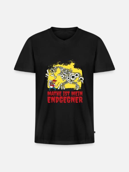 Mathe ist mein Endgegner - Männer Premium Bio T-Shirt mit V-Ausschnitt - Schwarz
