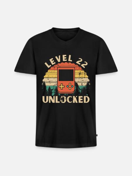 Level 22 Unclocked - Men's Premium Organic T-shirt with V-neck - black