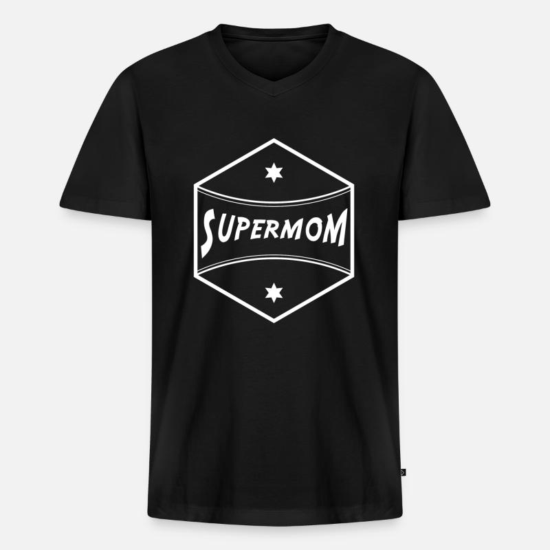 Supermom - Männer Premium Bio T-Shirt mit V-Ausschnitt - Schwarz