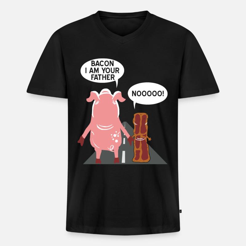 Bacon ich bin dein Vater - Männer Premium Bio T-Shirt mit V-Ausschnitt - Schwarz