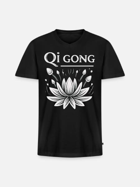 Meditation - Männer Premium Bio T-Shirt mit V-Ausschnitt - Schwarz