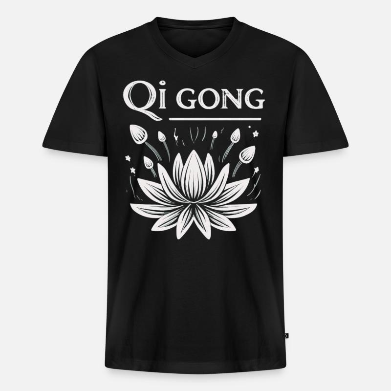 Meditation - Männer Premium Bio T-Shirt mit V-Ausschnitt - Schwarz